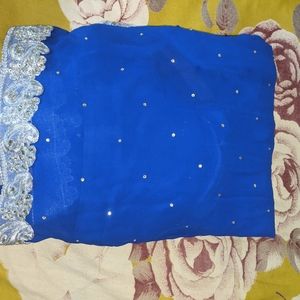 INDIAN BLUE AND SILVER SAREE